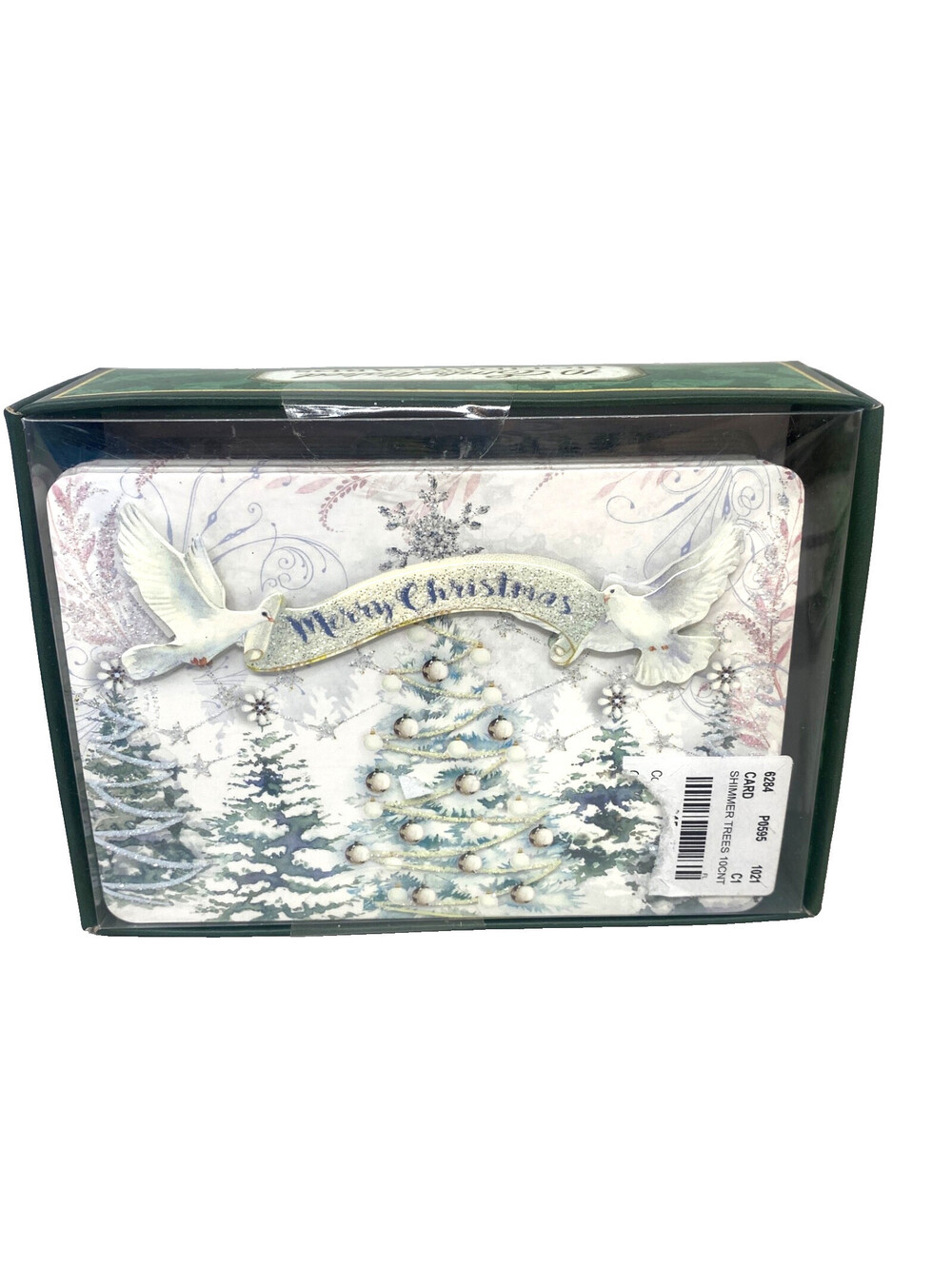 Punch Studio Christmas Tree Cards Merry Christmas White Christmas 10 count